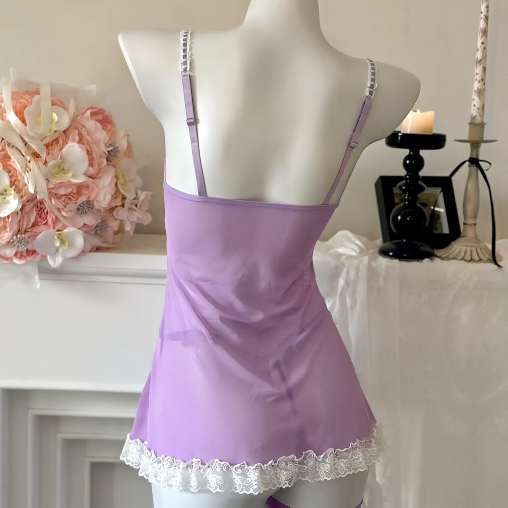 Lace halter see-through pajama set