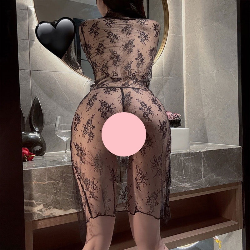 Lace tulle see-through pajamas