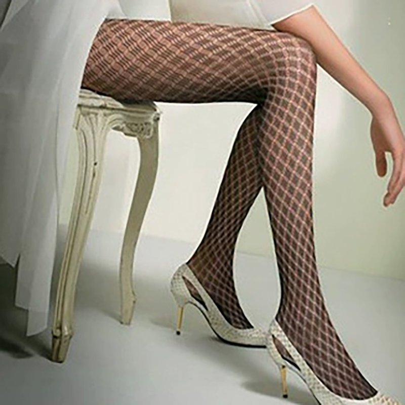 Cross diamond checkered stockings