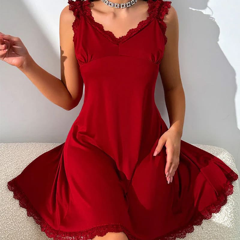 New lace-trimmed slip dress