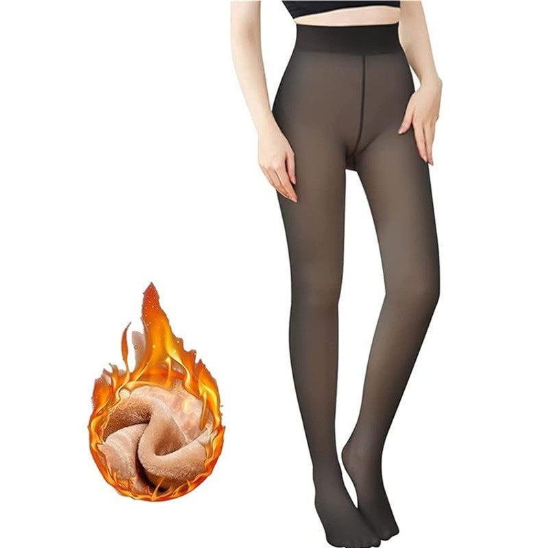 Black sheer 300g thick wool stockings, perfect for bare legs.