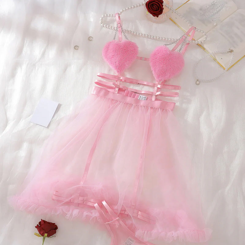 New mesh see-through slip dress