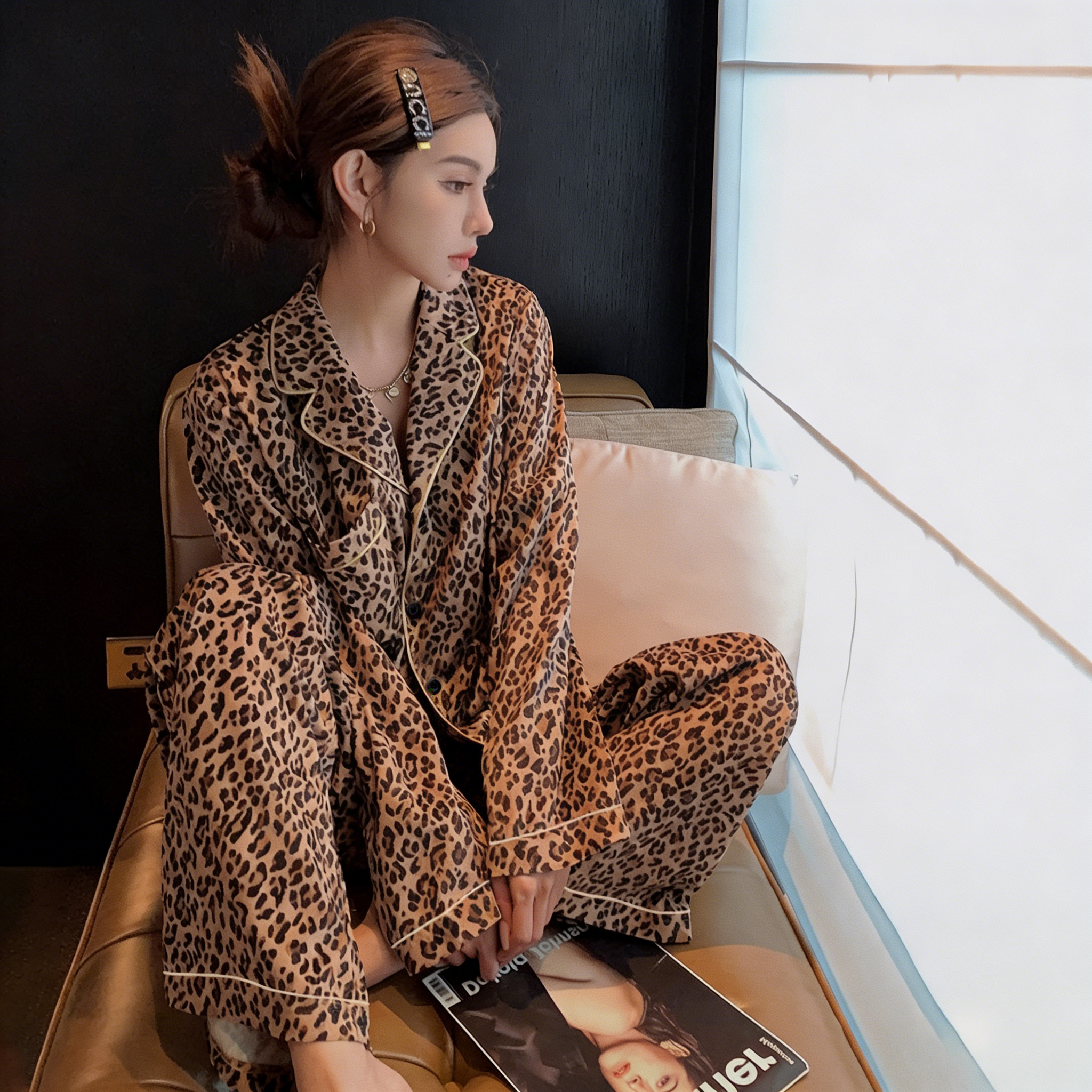 Leopard print pajama set