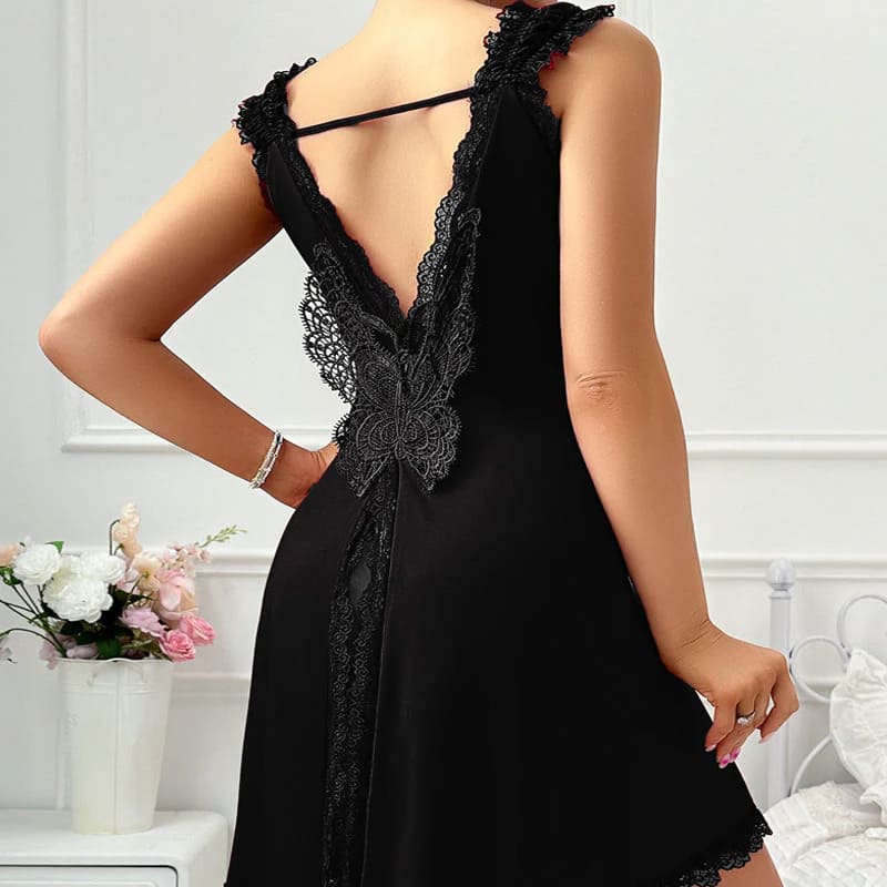 New lace-trimmed slip dress