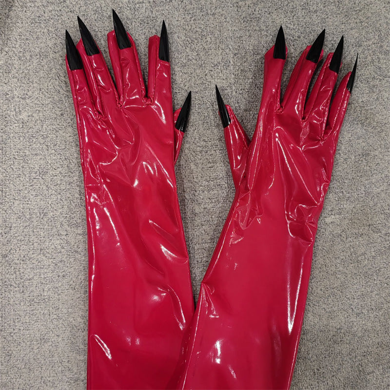 Long nail polish gloves