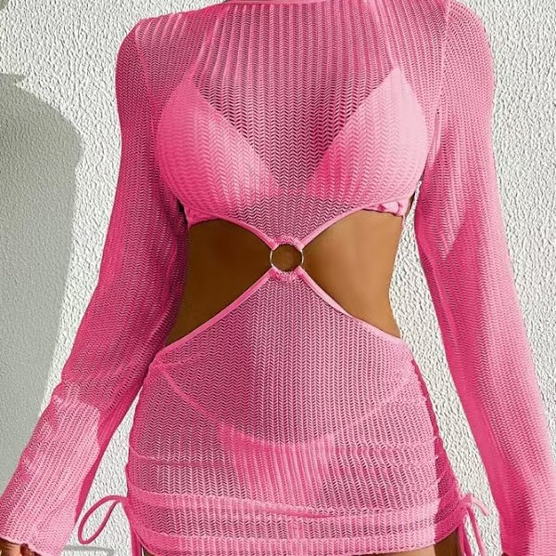 Mesh lace-up swimsuit